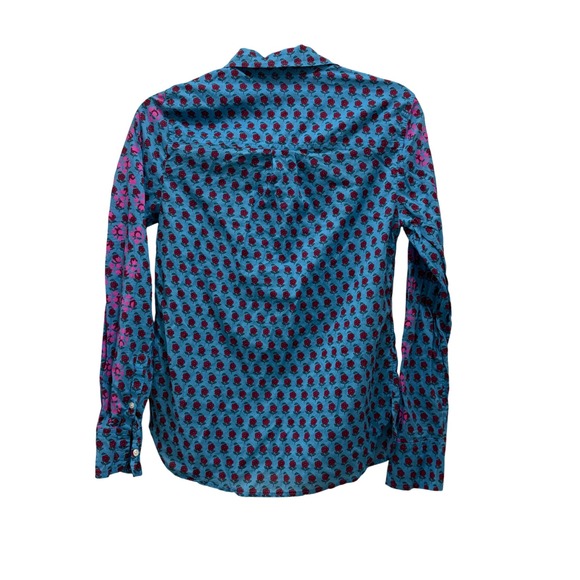 J.Crew‎ Classic Popover Womens Floral Block Print Half Button Down Shirt Size XS - Picture 4 of 6